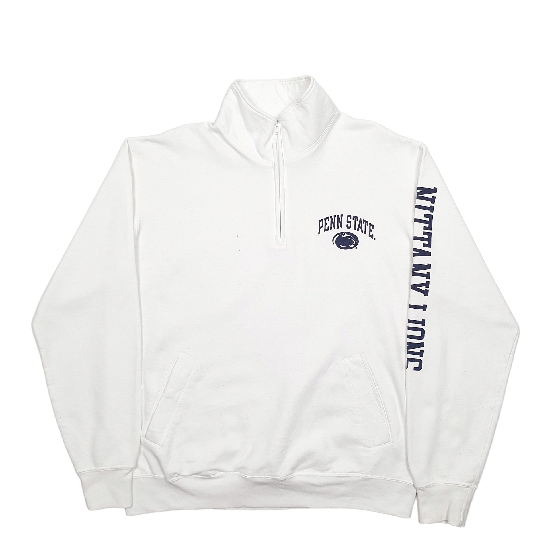 Mens White Champion Penn State USA College Quarter Zip Jumper