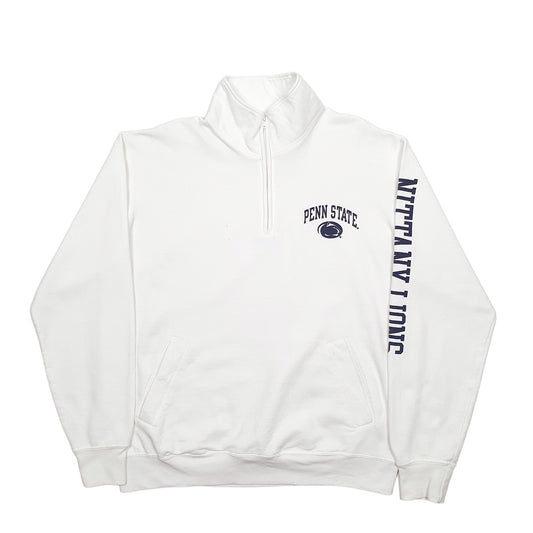 Mens White Champion Penn State USA College Quarter Zip Jumper