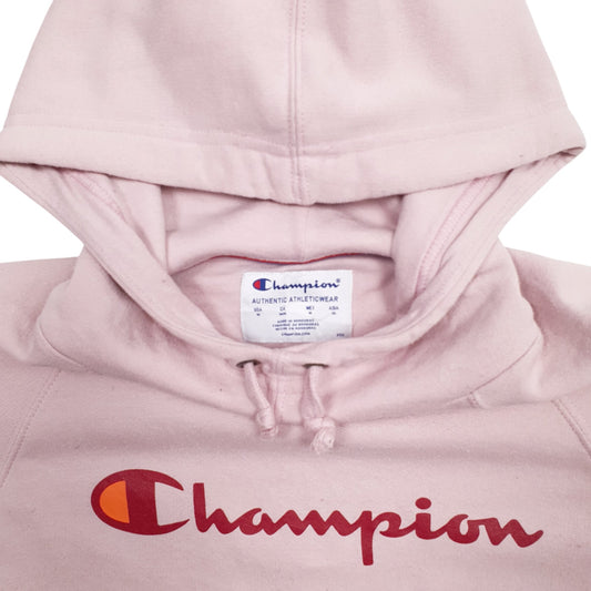 Womens Pink Champion Spellout Hoodie Jumper