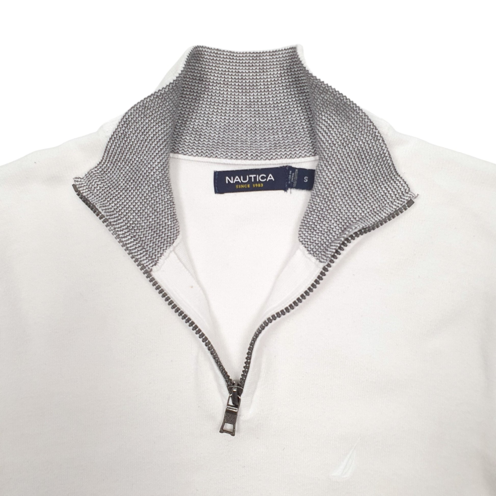 Mens White Nautica  Quarter Zip Jumper