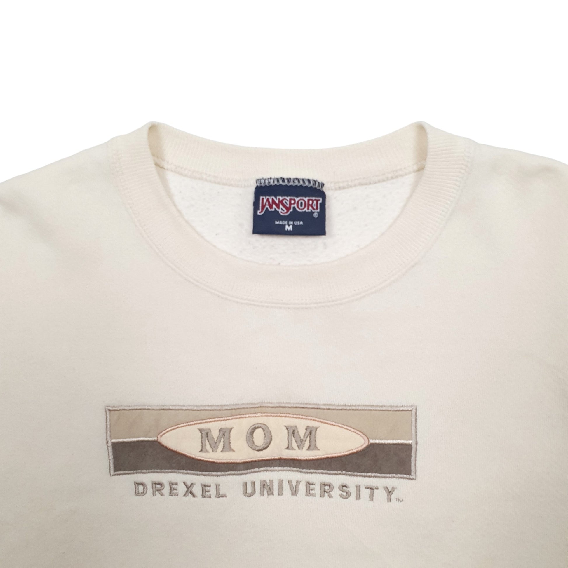 Mens Cream Jansport Mom Drexel University Spellout Crewneck Jumper