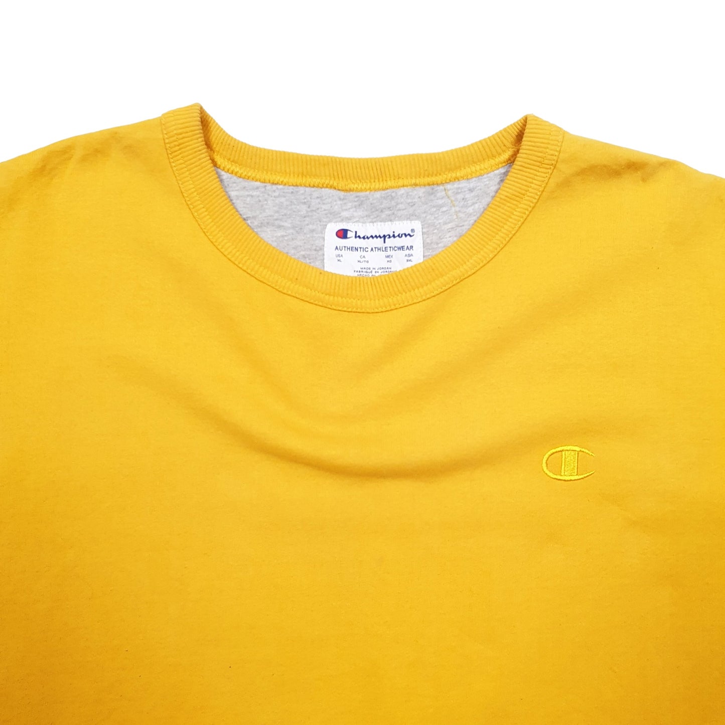 Mens Yellow Champion  Crewneck Jumper