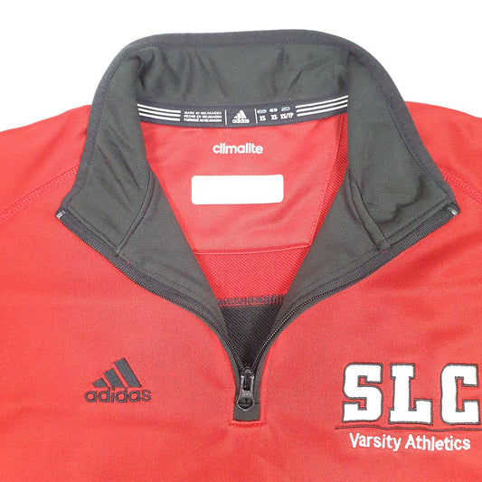 Mens Red Adidas Climalite Active Varsity Athletics Quarter Zip Jumper