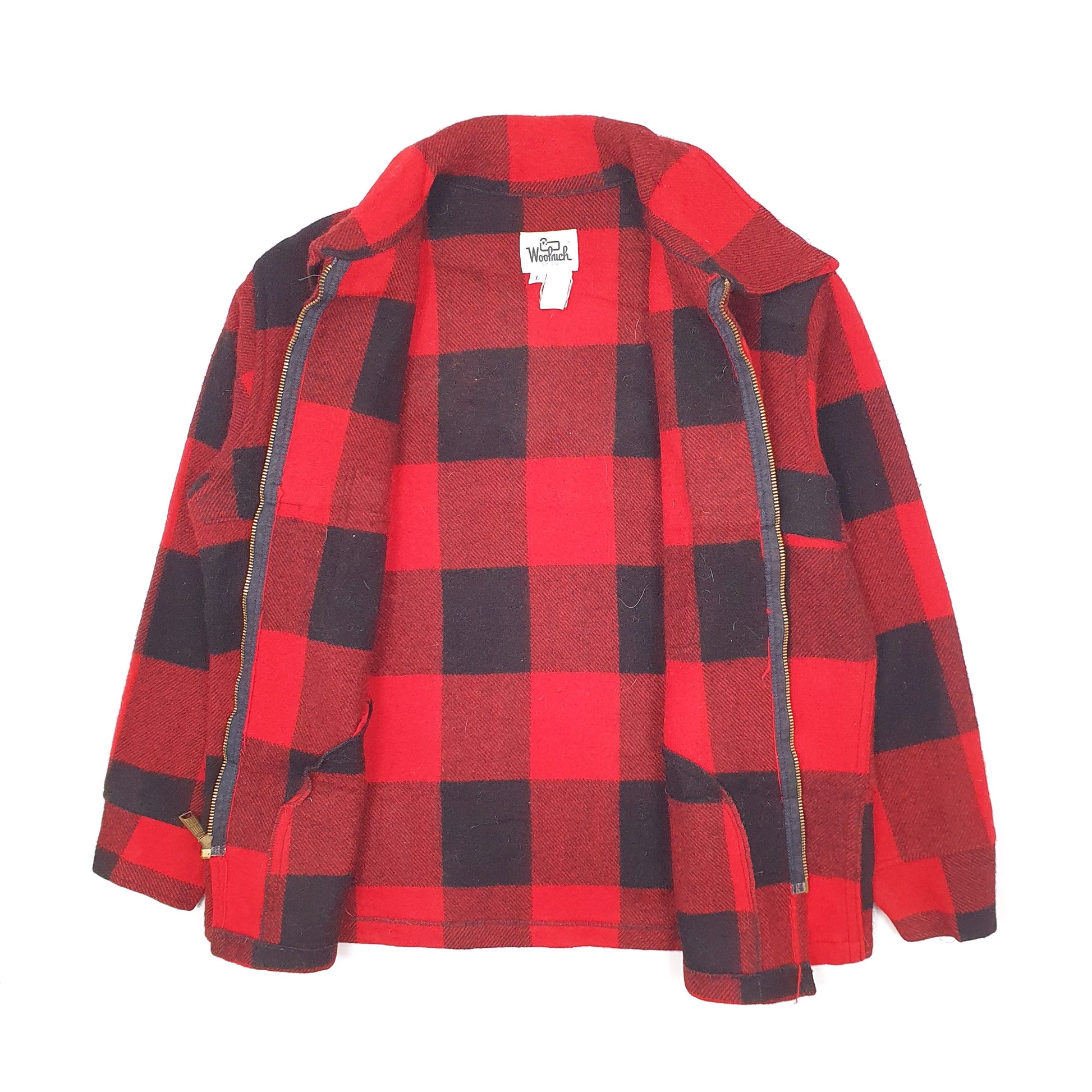 Mens Red Woolrich Vintage 1980s Mackinaw Plaid Hunting  Coat
