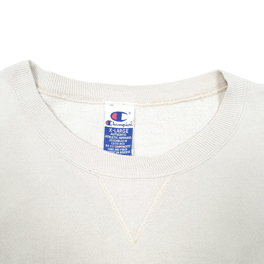 Mens Cream Champion Vintage 90s Script Crewneck Jumper