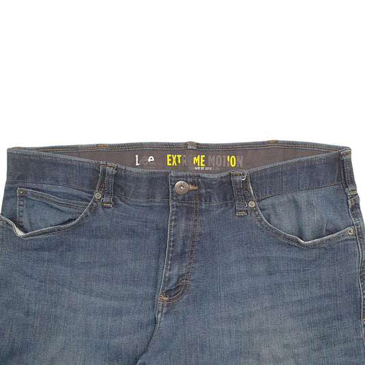 Mens Navy Lee Extreme Motion Stretch Fit Straight JeansW38 L29