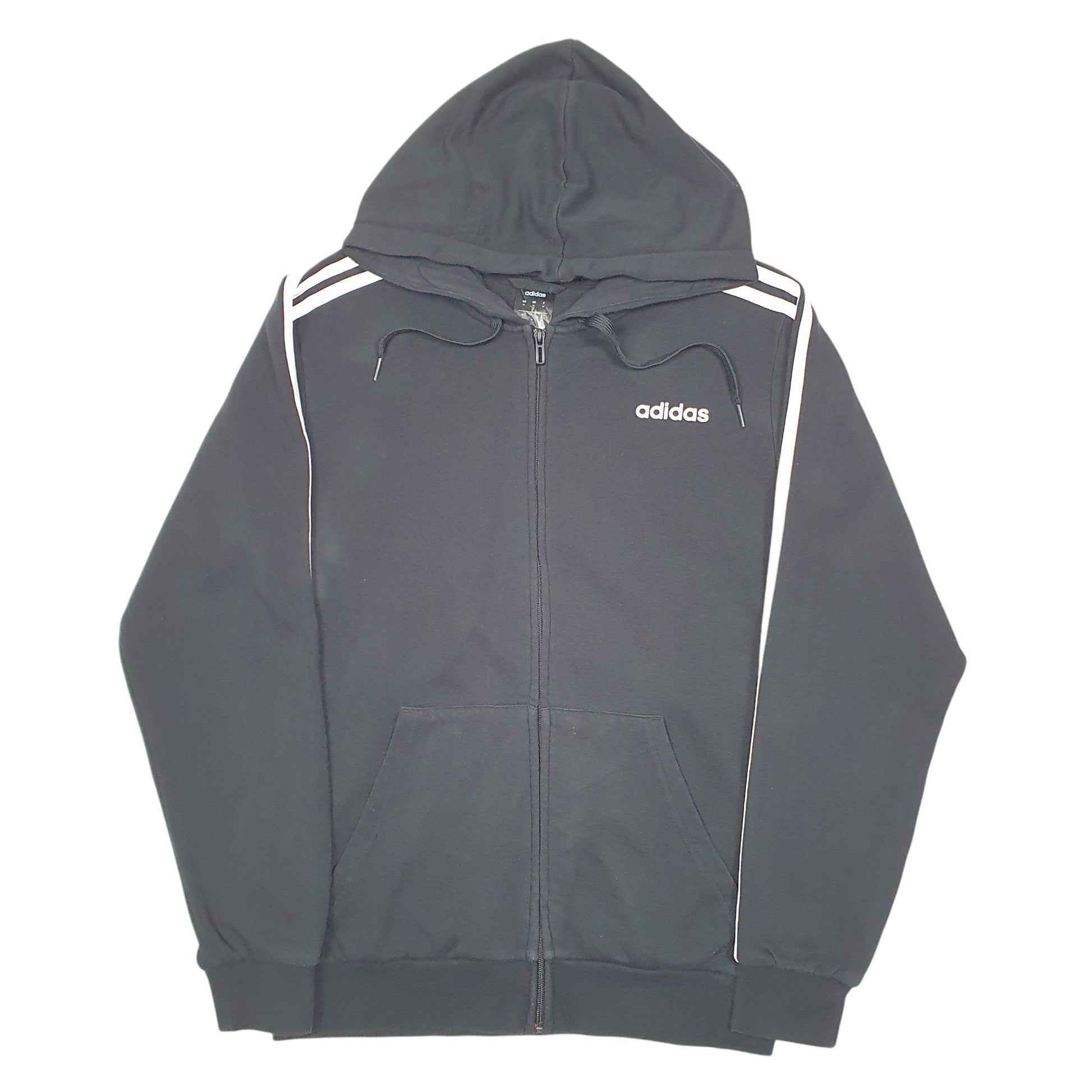 Mens Black Adidas Hoodie Full Zip Jumper