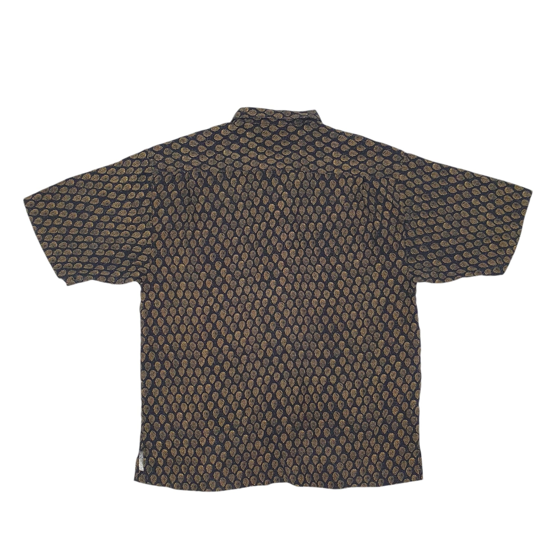 Mens Black Tommy Bahamas Pattern Short Sleeve Shirt