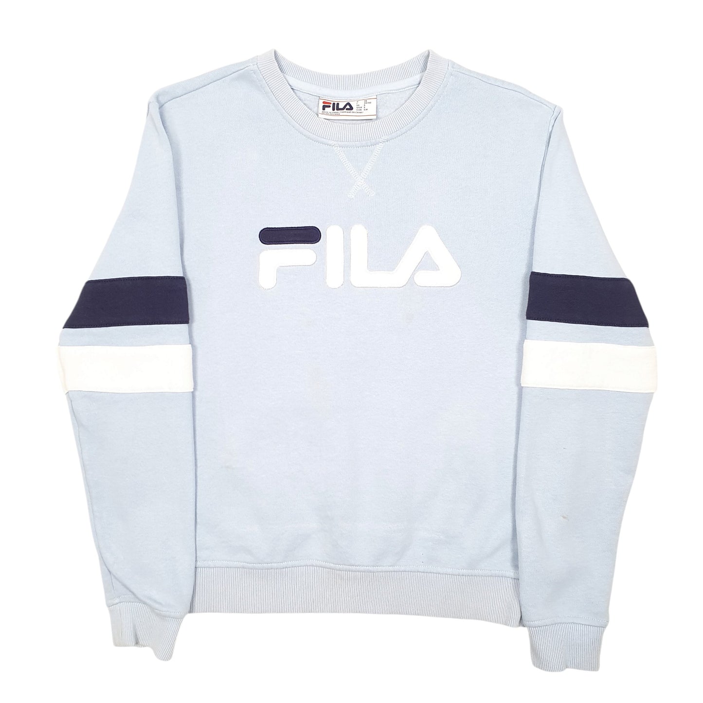 Womens Blue Fila Spellout Crewneck Jumper