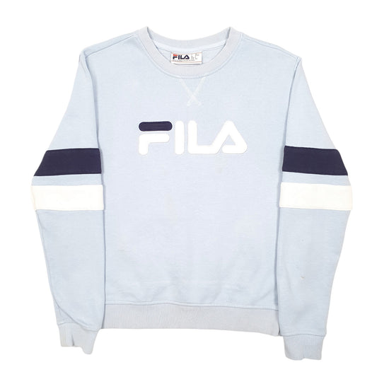 Womens Blue Fila Spellout Crewneck Jumper