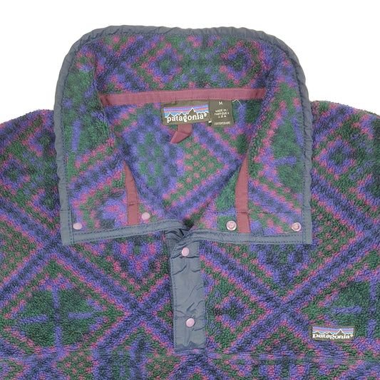 Mens Purple Patagonia Vintage 1990s Synchilla Aztec Made In USA Quarter Zip Jumper