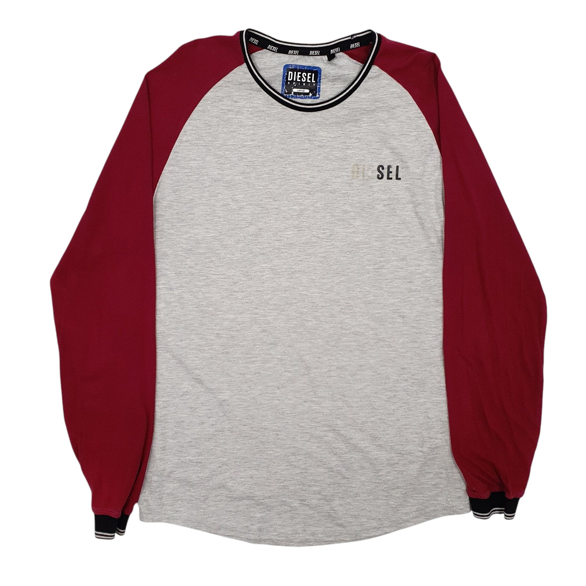 Mens Grey Diesel  Long Sleeve T Shirt