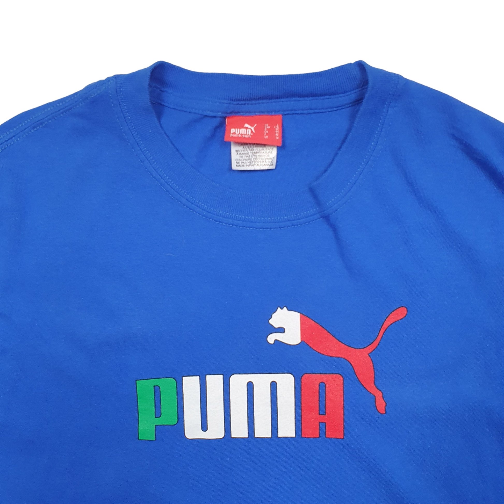 Mens Blue Puma Spellout Short Sleeve T Shirt