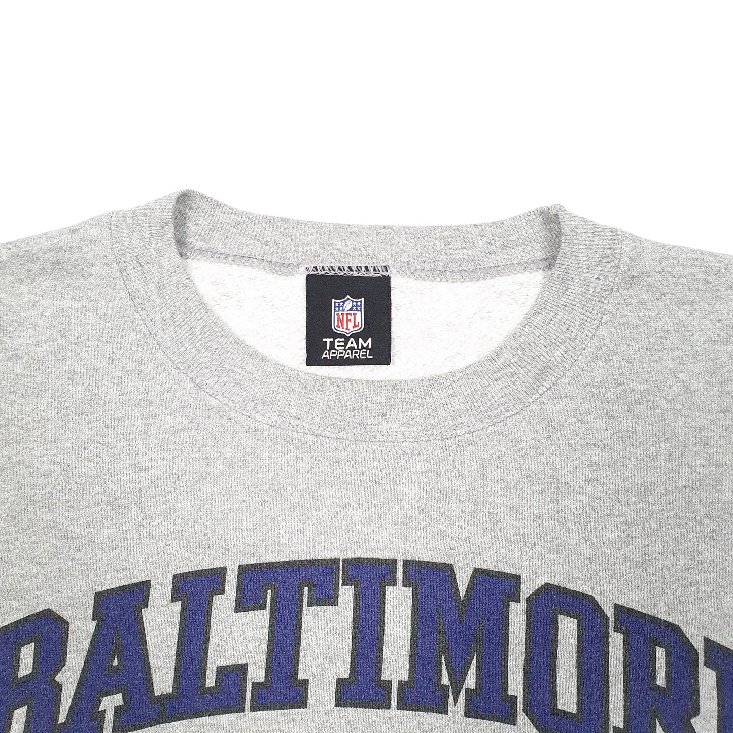 Mens Grey NFL Team Baltimore Ravens Football USA Spellout Crewneck Jumper