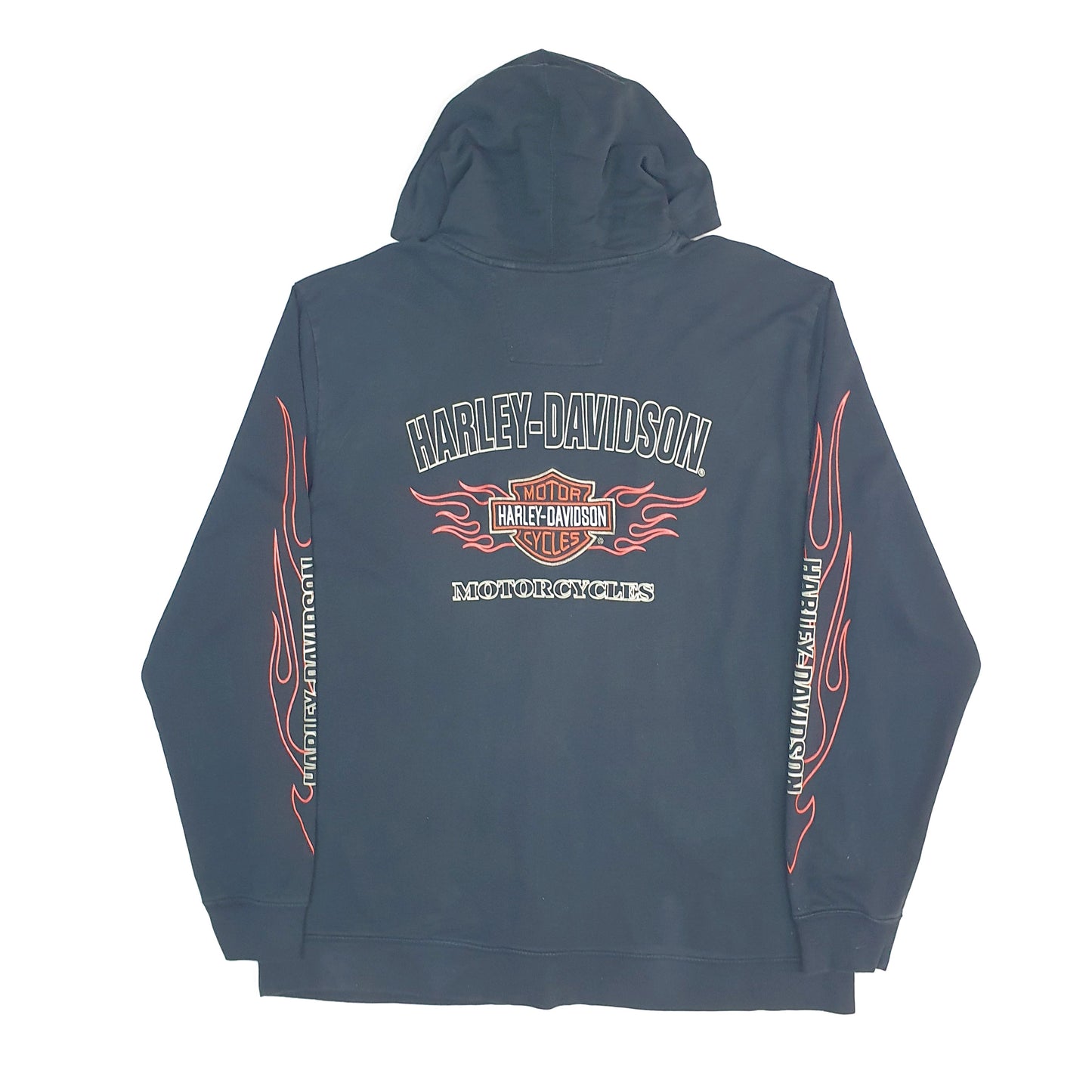 Mens Black Harley Davidson Motorcycles Hoodie Full Zip Jumper