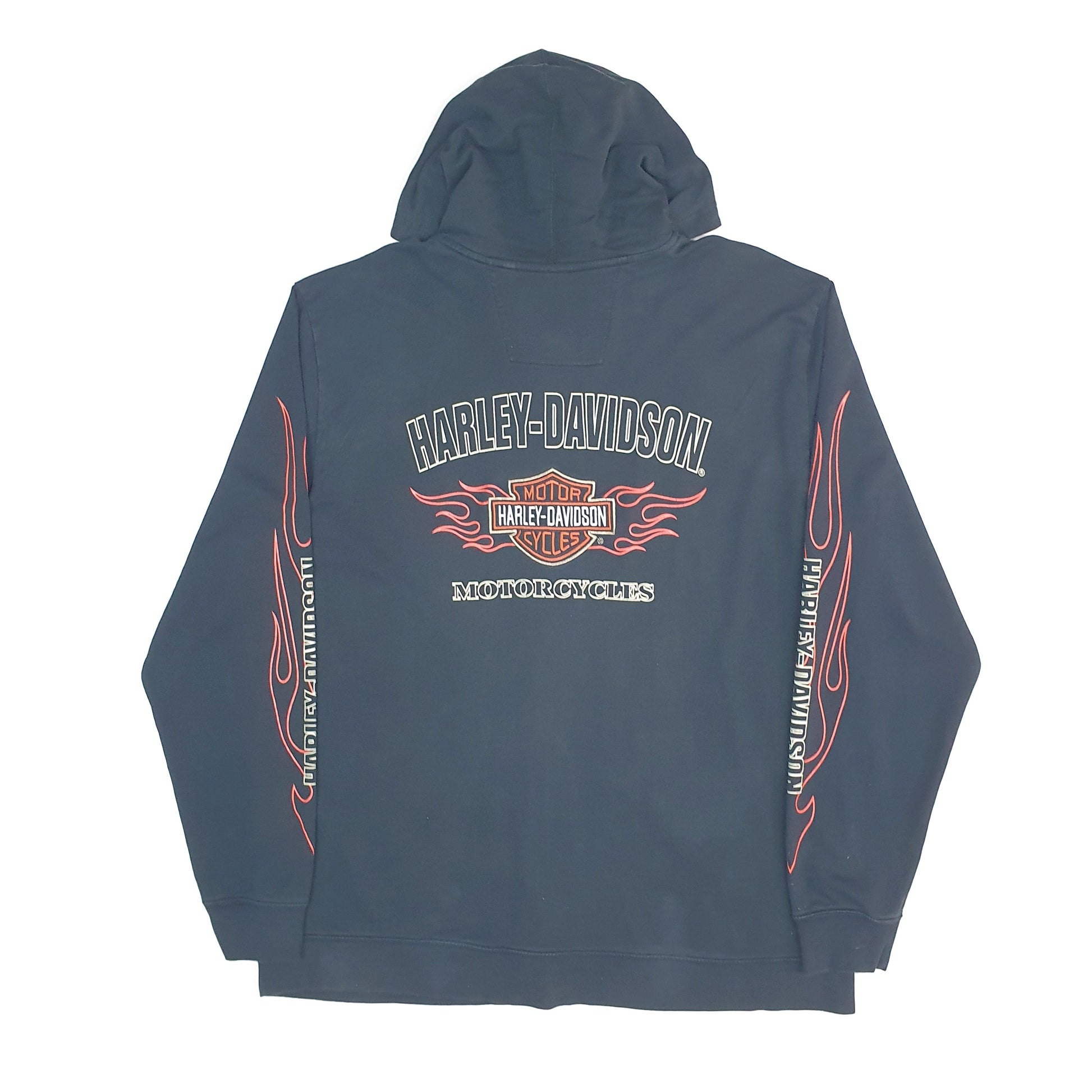 Mens Black Harley Davidson Motorcycles Hoodie Full Zip Jumper