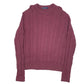 Mens Burgundy Gap Lambswool Blend Chunky Cable Knit Crewneck Jumper