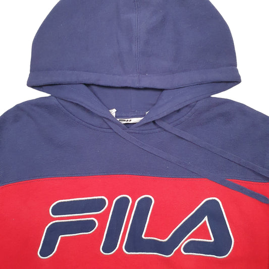Mens Navy Fila Spellout Hoodie Jumper
