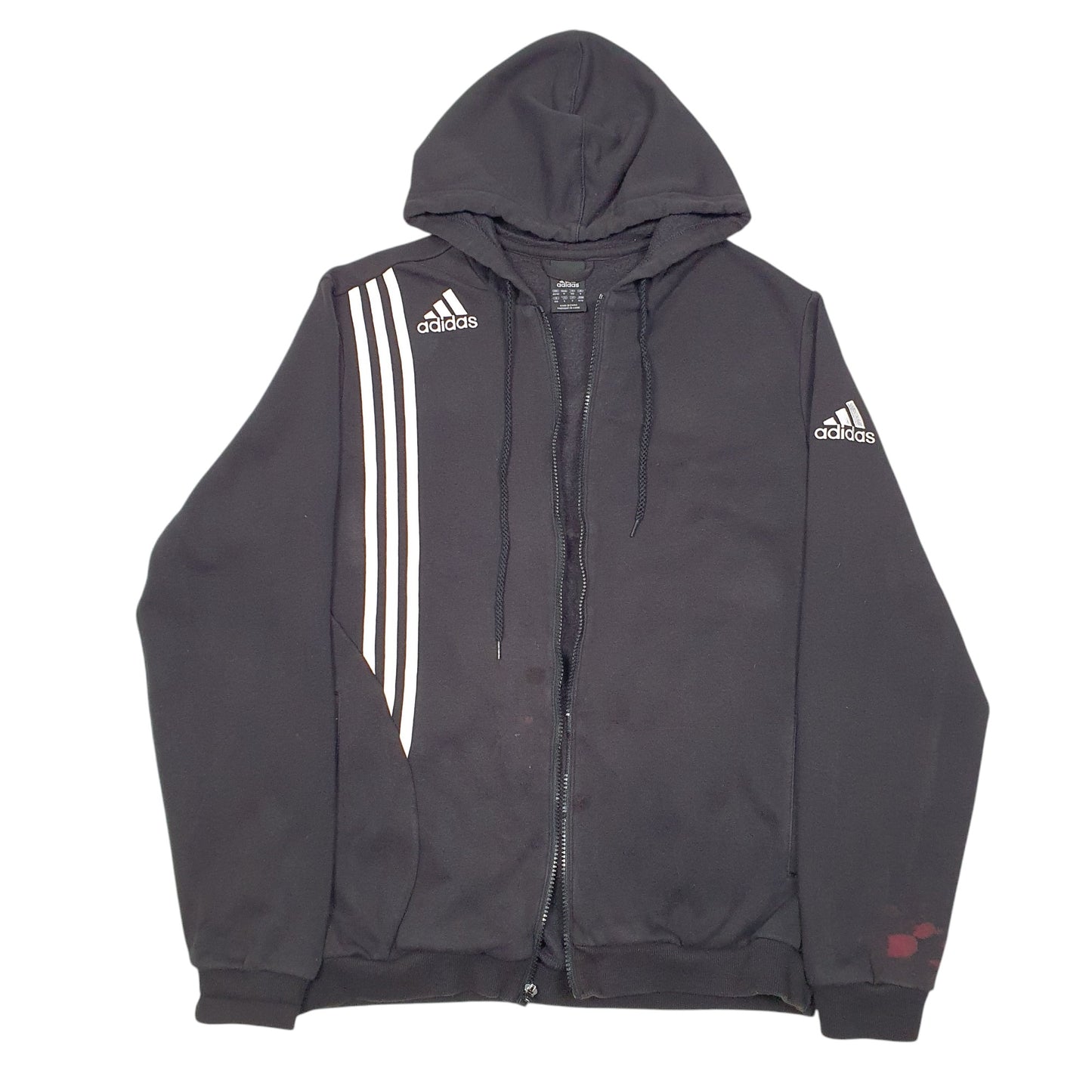 Mens Black Adidas Hoodie Full Zip Jumper