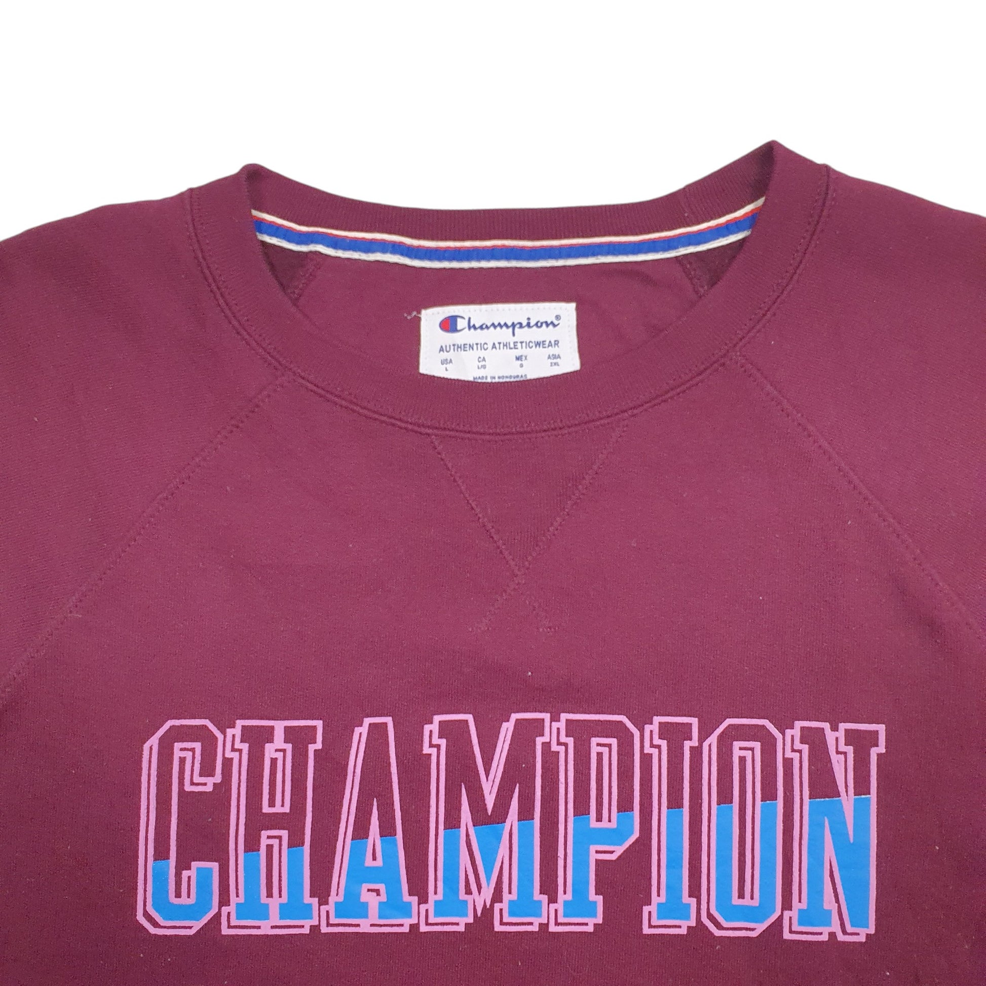 Womens Burgundy Champion Spellout Crewneck Jumper