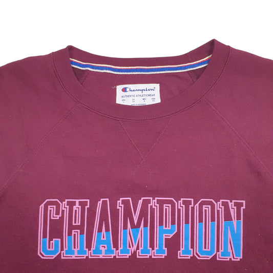 Womens Burgundy Champion Spellout Crewneck Jumper