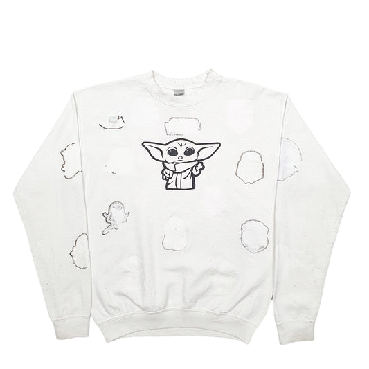 Womens White Gildan Yoga Star Wars Crewneck Jumper