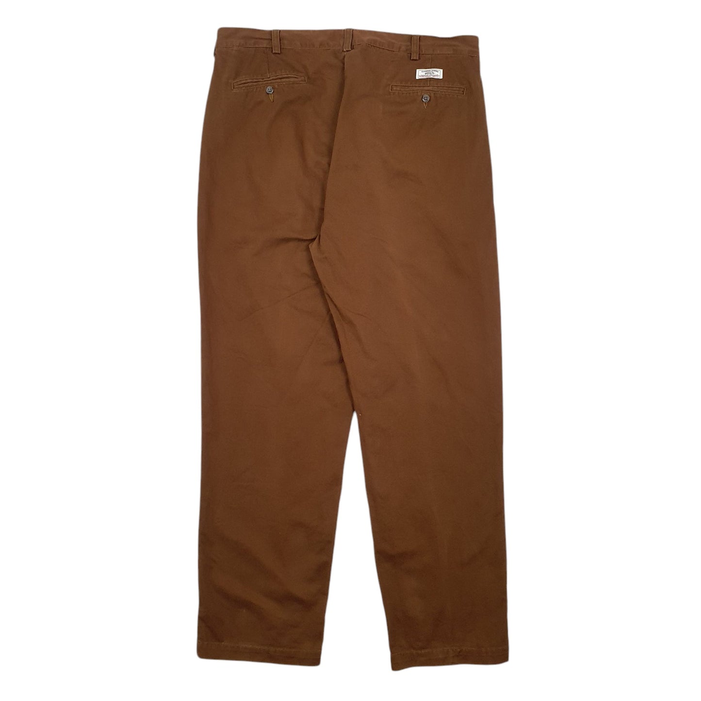 Mens Brown Polo Ralph Lauren Double Pleated Andrew Pants Chino Trousers