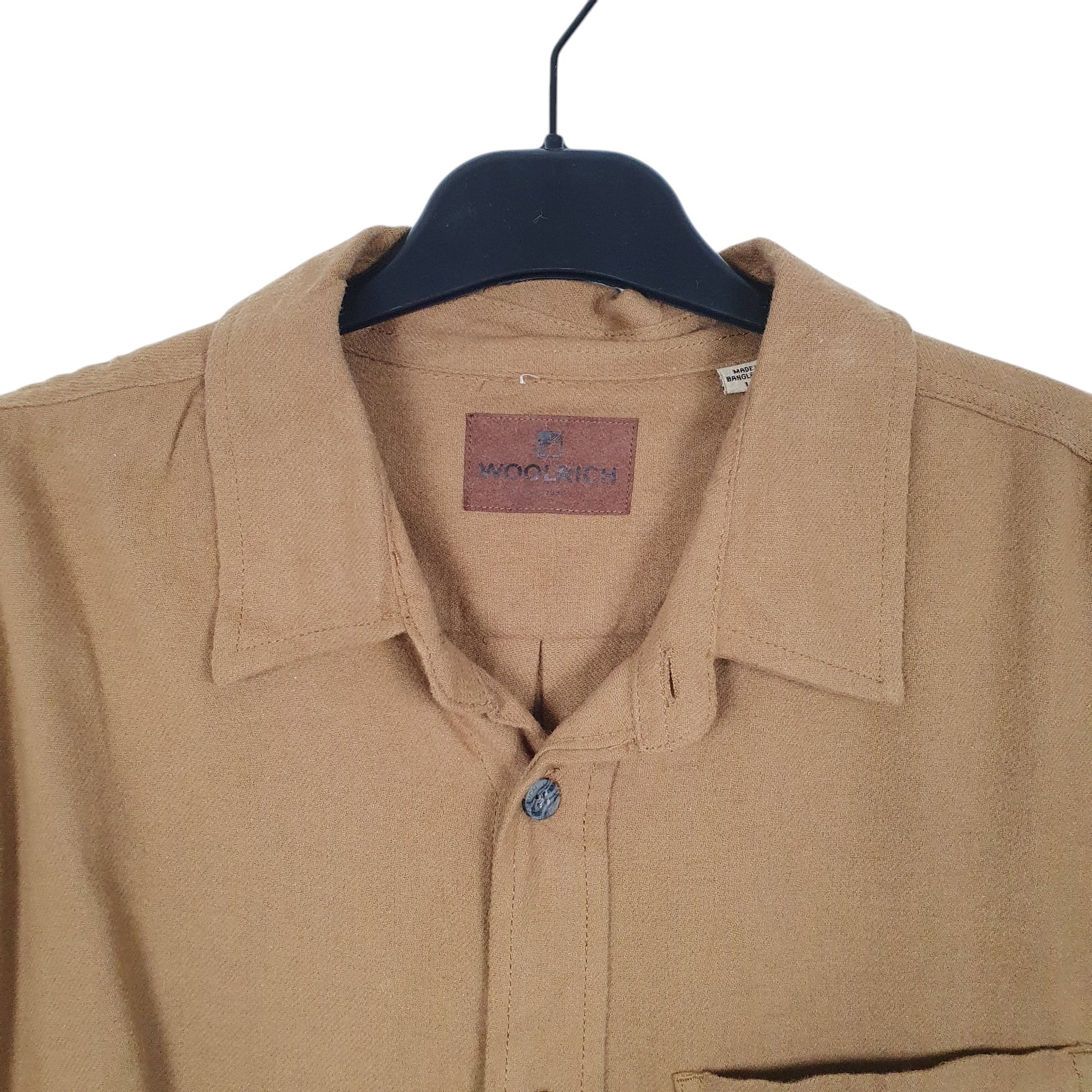 Mens Tan Woolrich Chamois Overshirt Long Sleeve Shirt