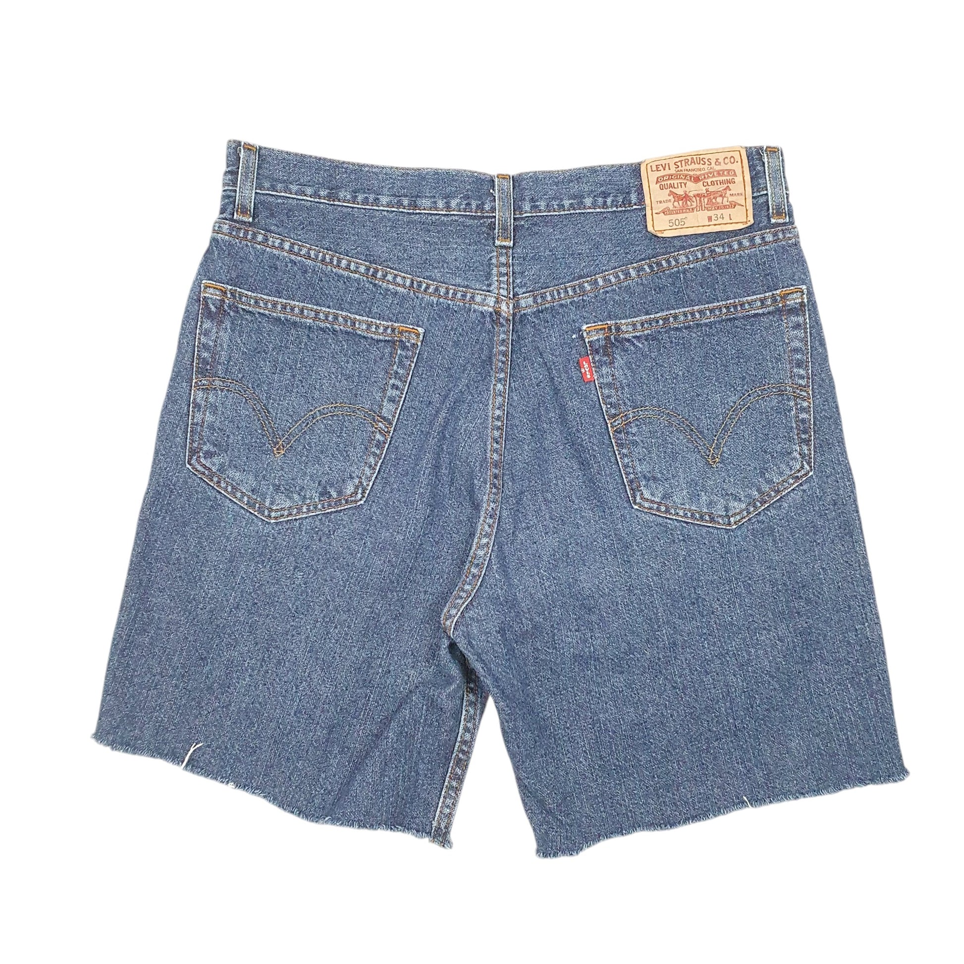 Mens Blue Levis Denim Jeans Jorts 505 Cut Offs Denim Shorts