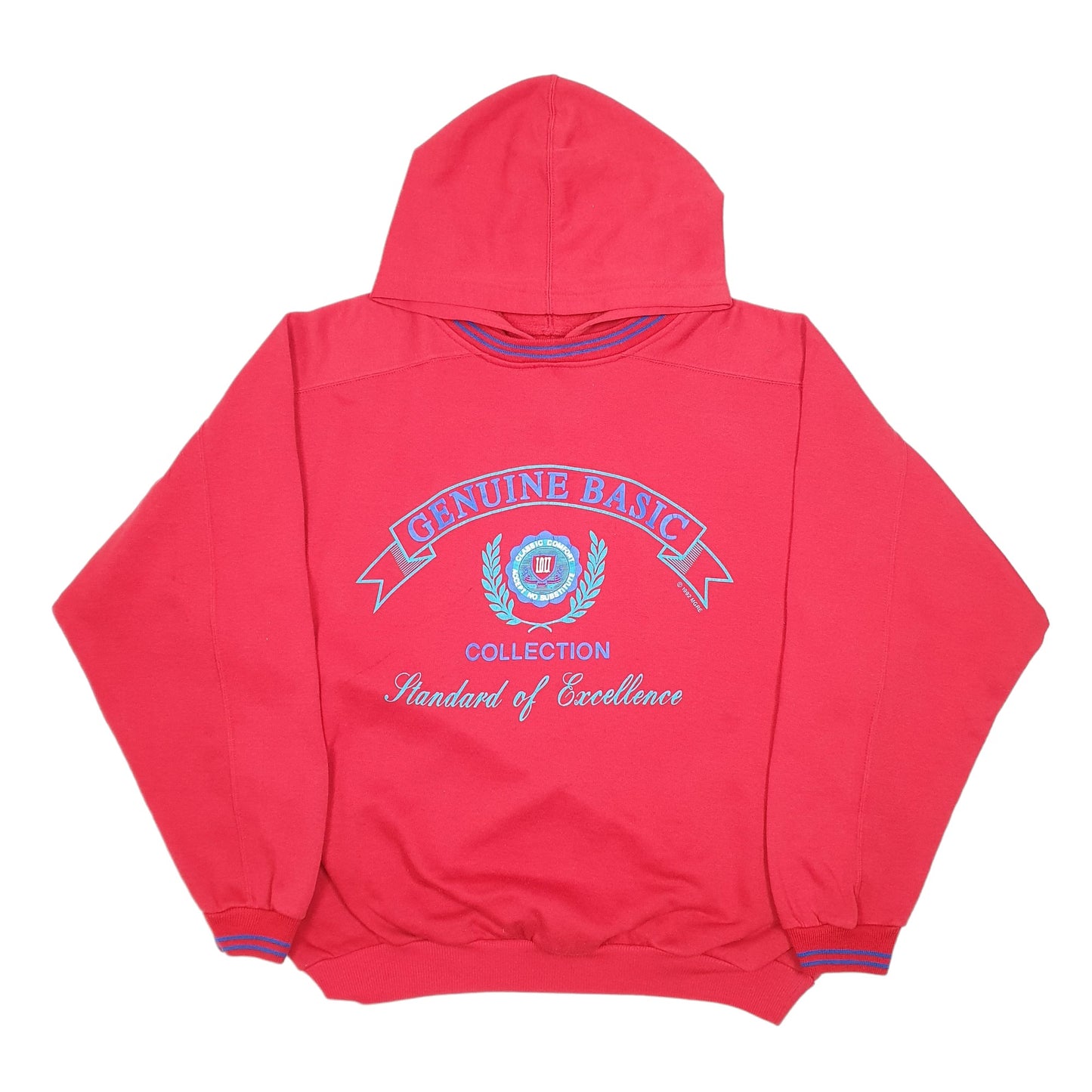 Mens Red IOU Vintage 1992 Classic Comfort Genuine Basic Hoodie Jumper