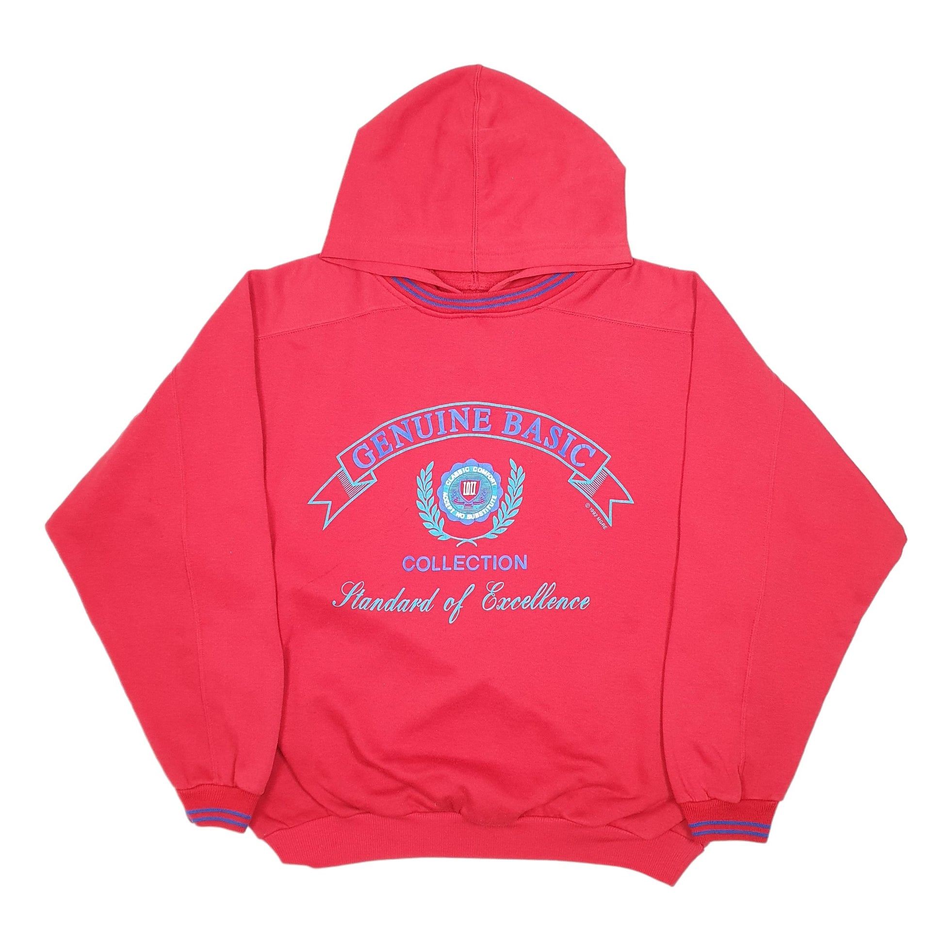Mens Red IOU Vintage 1992 Classic Comfort Genuine Basic Hoodie Jumper