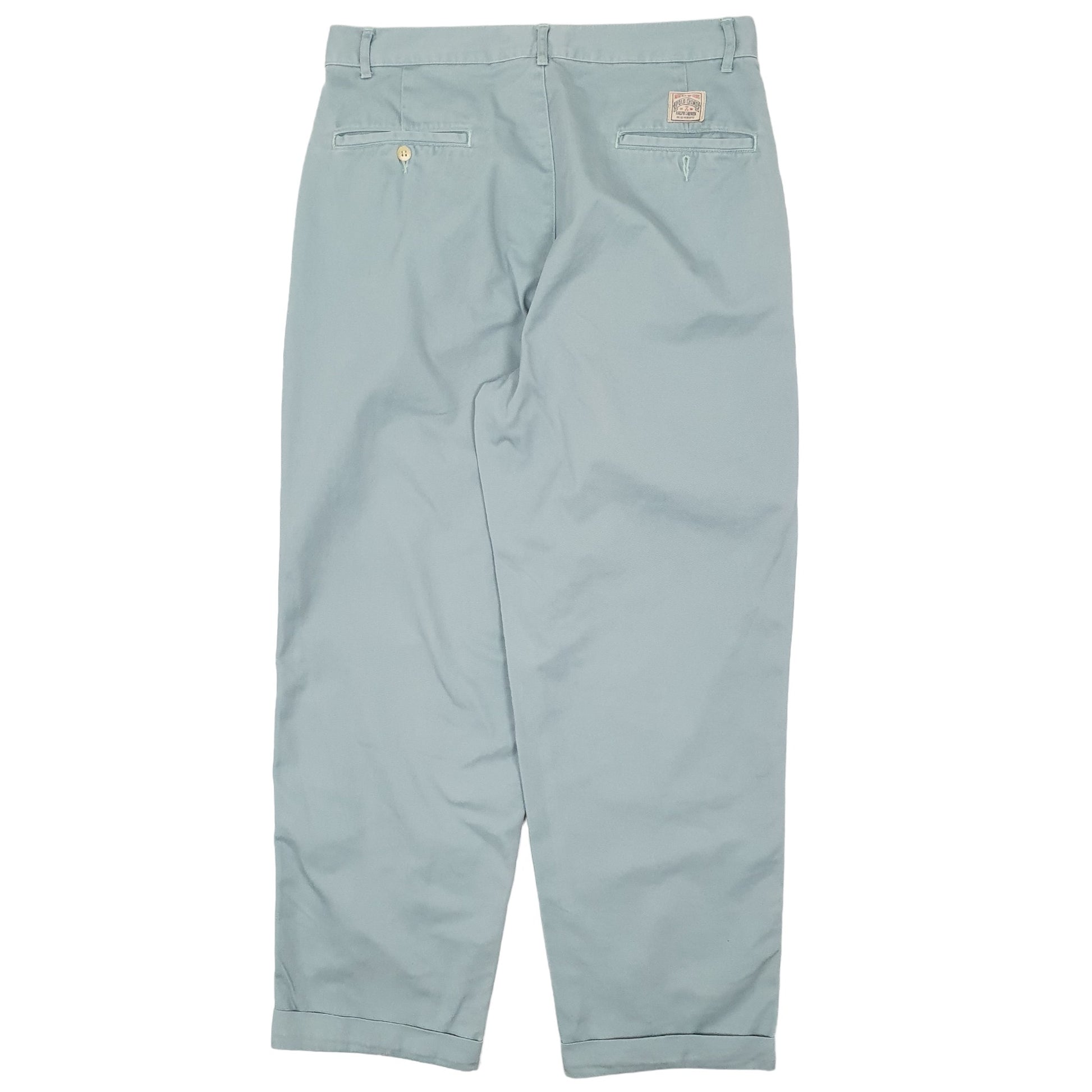Mens Blue Polo Ralph Lauren Vintage 80s 90s Double Pleated Chino Trousers