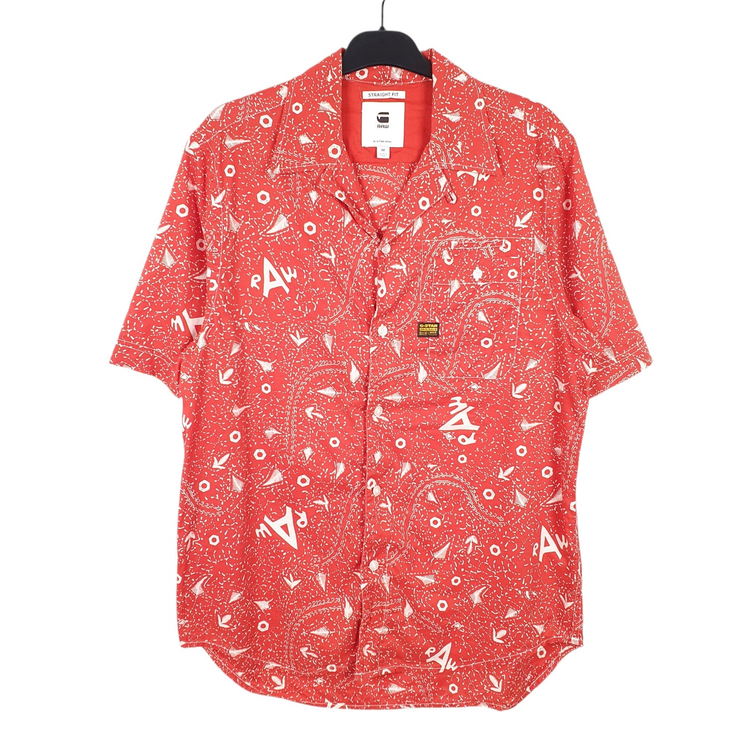 Mens Red G Star Raw Straight Short Sleeve Shirt