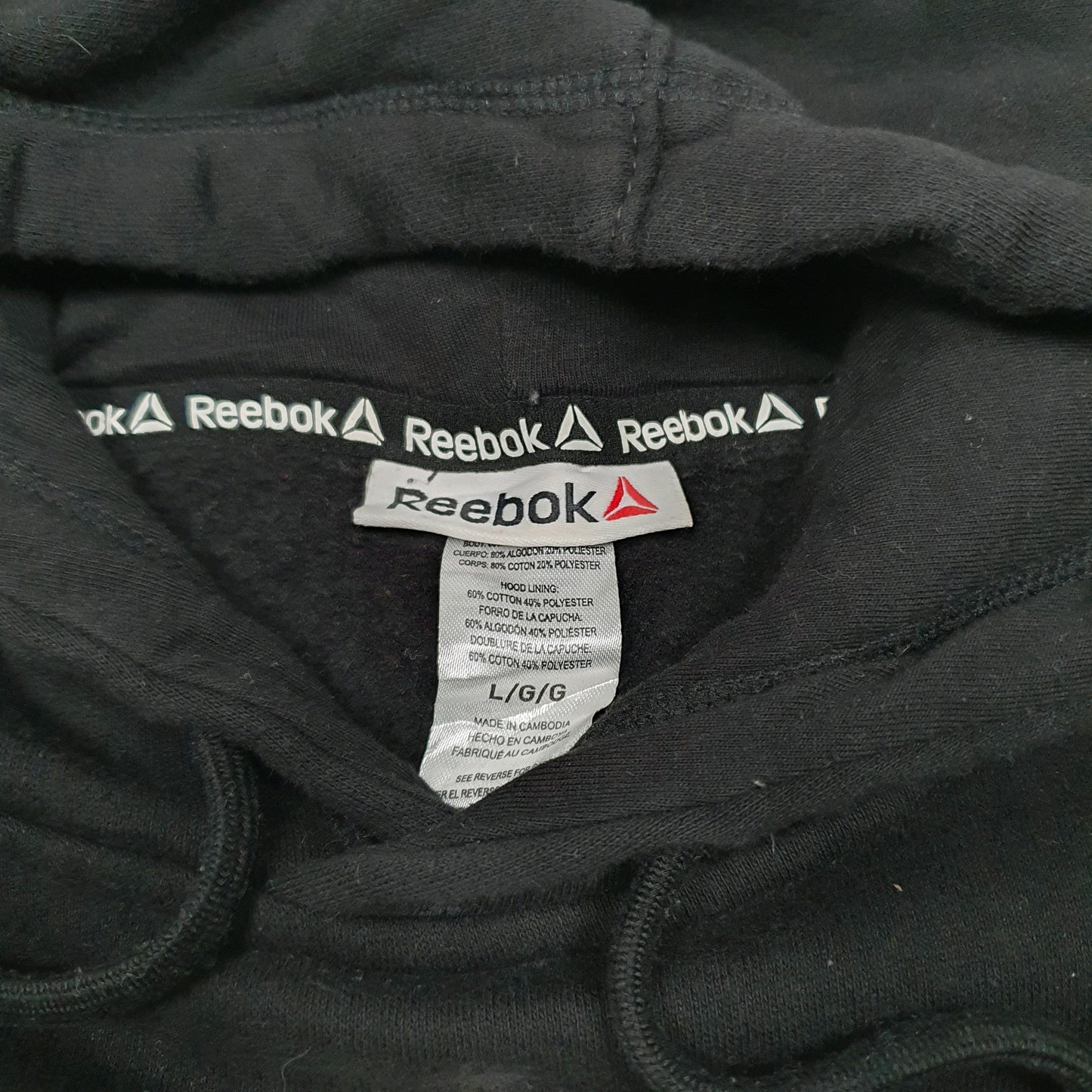 Mens Black Reebok Spellout Hoodie Jumper