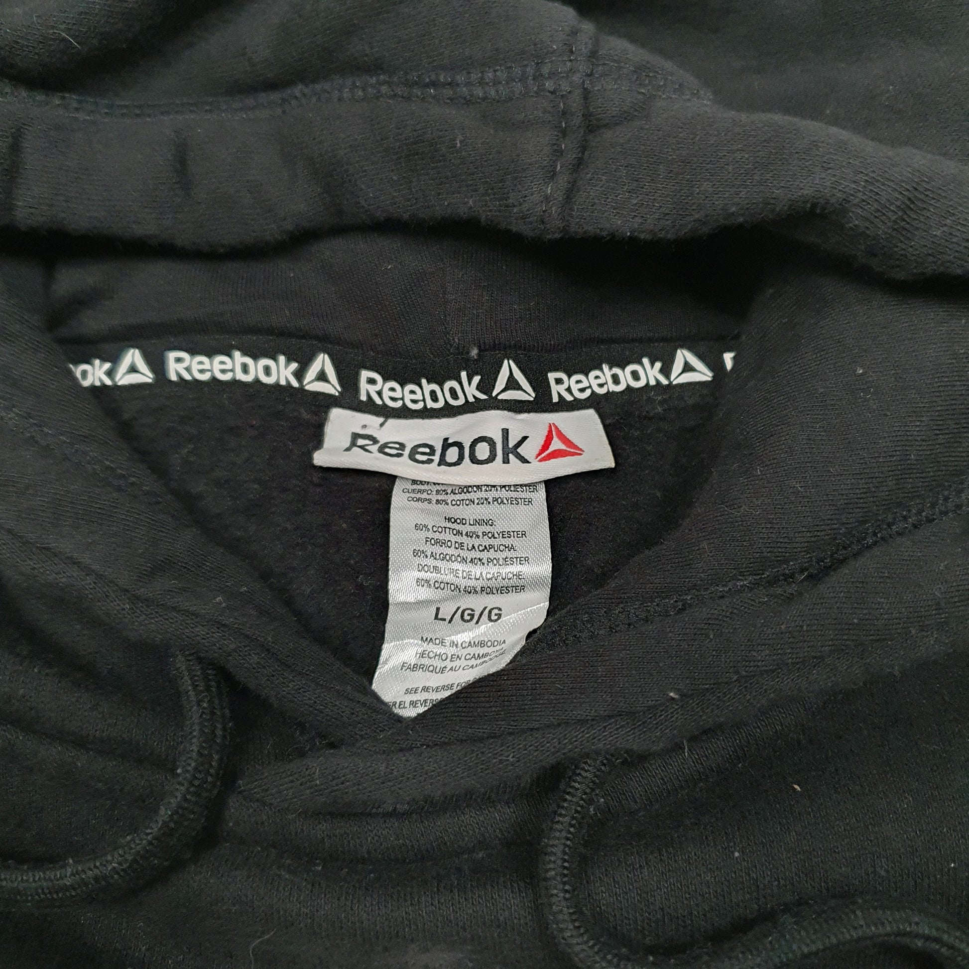 Mens Black Reebok Spellout Hoodie Jumper