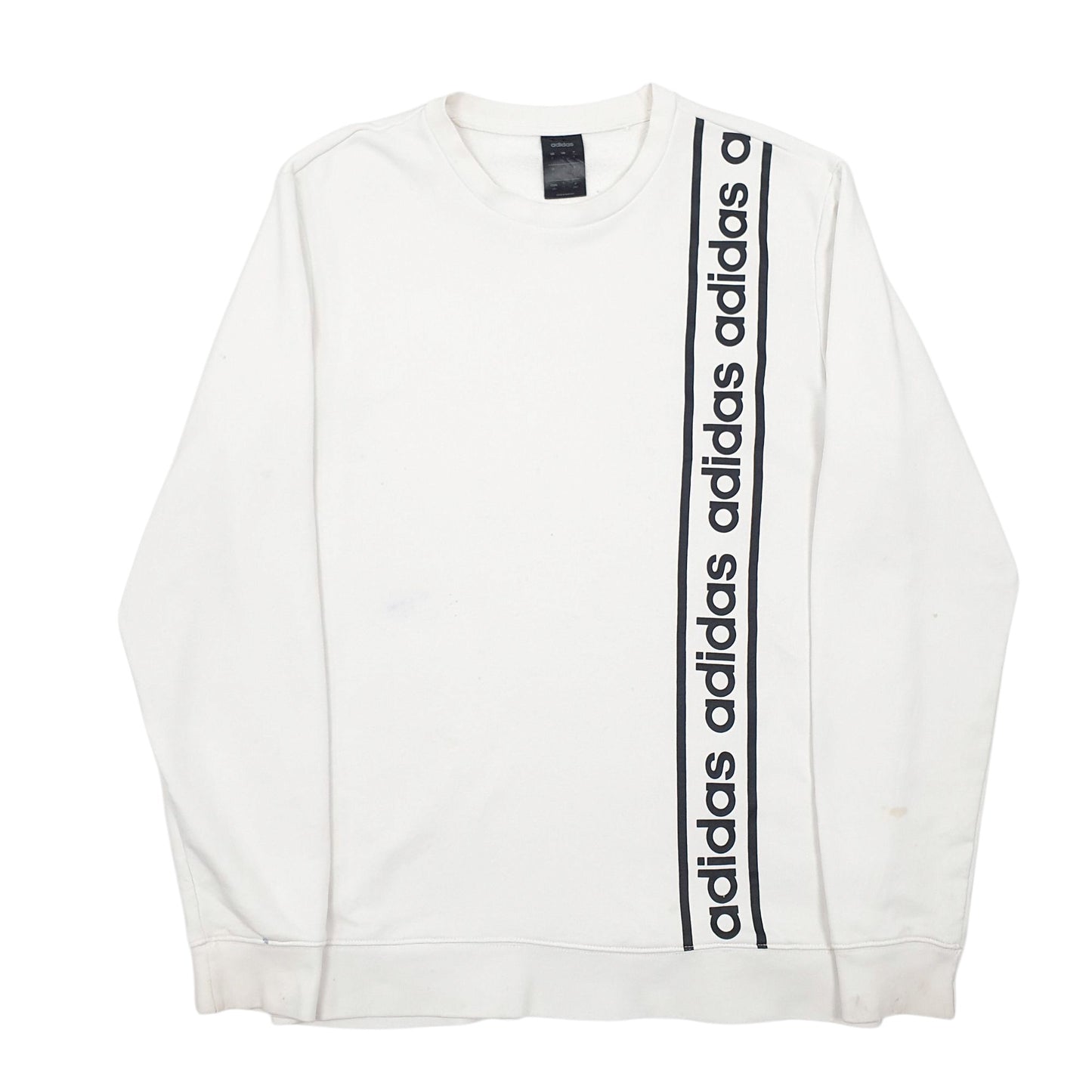 Mens White Adidas Spellout Crewneck Jumper