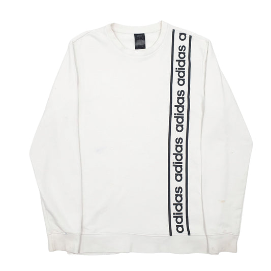 Mens White Adidas Spellout Crewneck Jumper