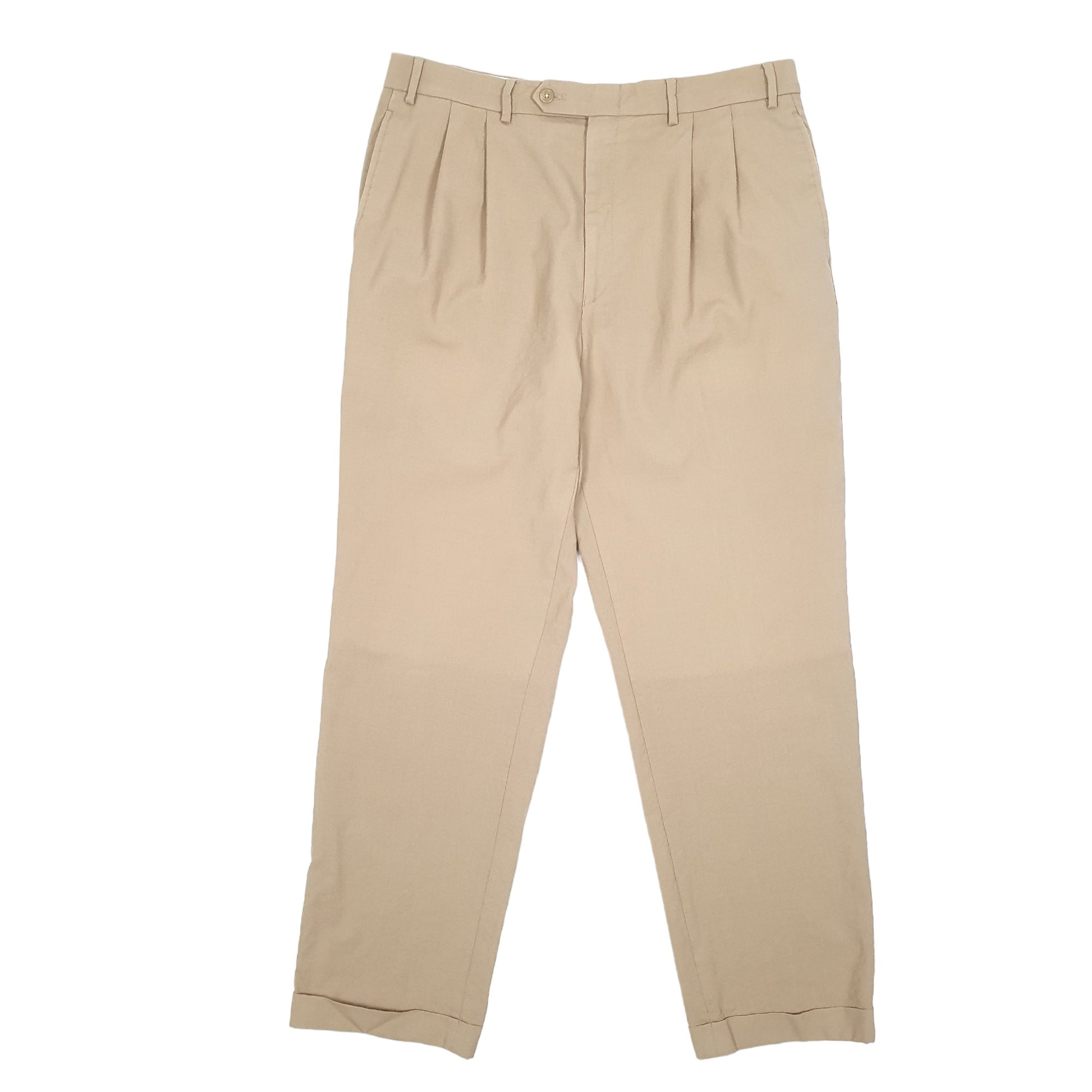 Mens Beige Ralph Lauren Double Pleated Chino Trousers
