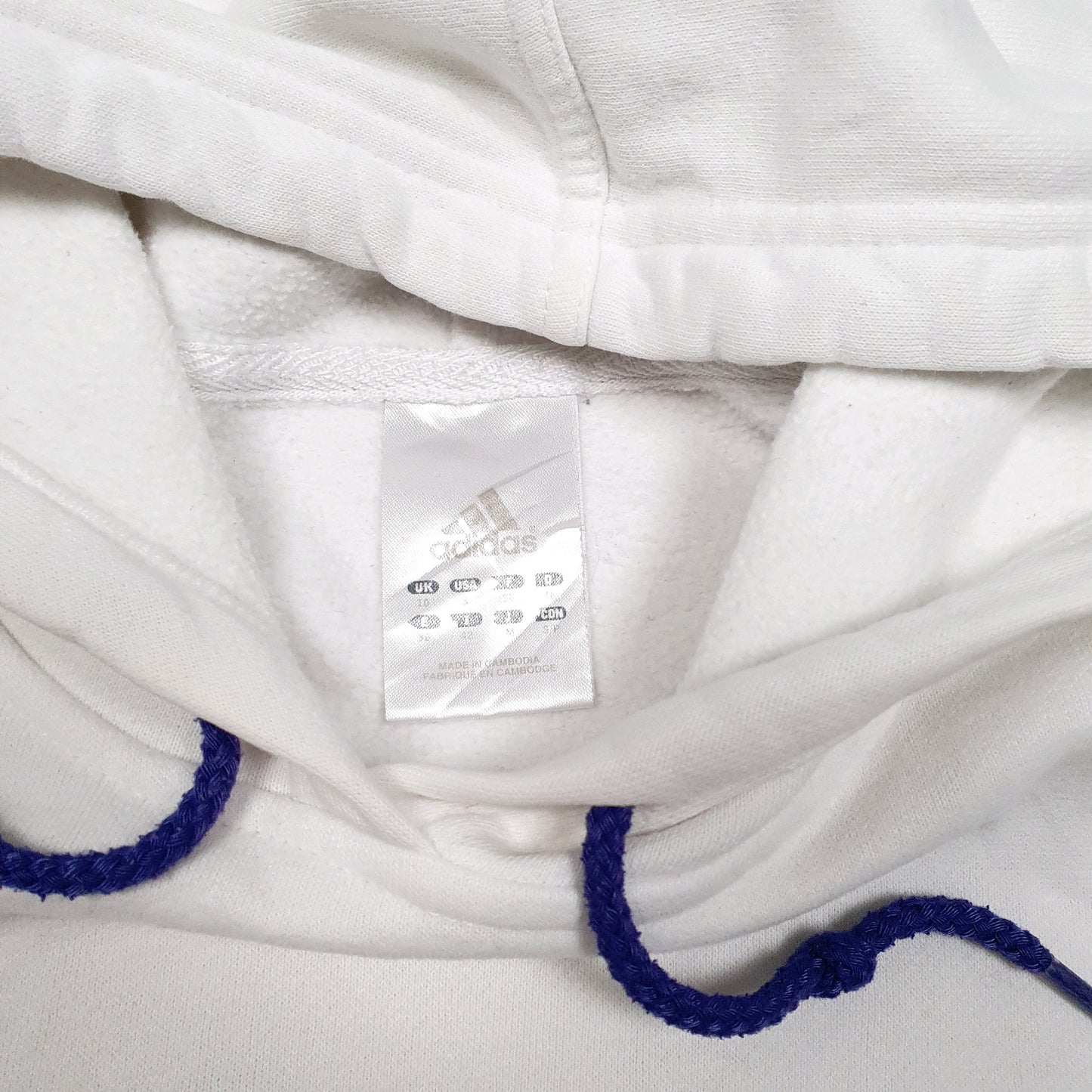 Womens White Adidas Spellout Hoodie Jumper