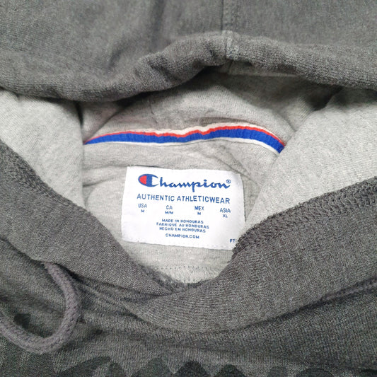 Mens Grey Champion Script Hoodie Jumper