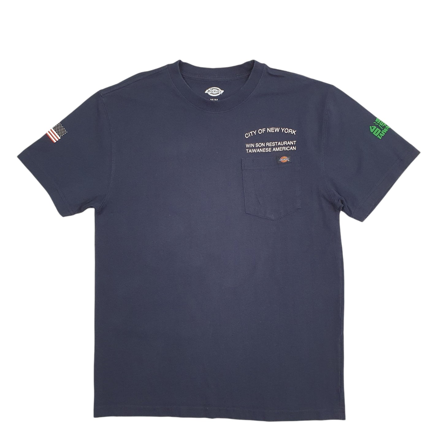 Mens Navy Dickies New York Amercan Flag Short Sleeve T Shirt