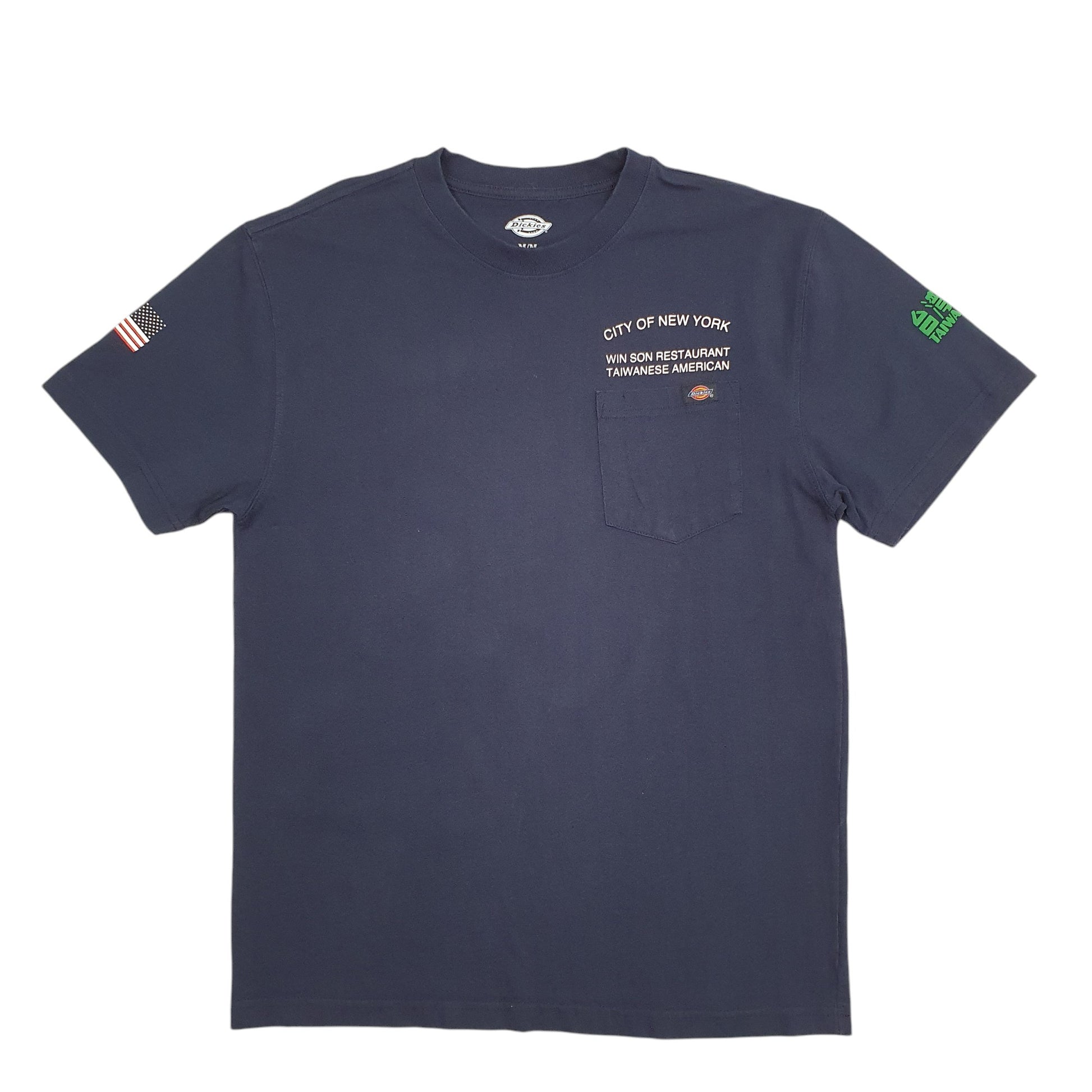 Mens Navy Dickies New York Amercan Flag Short Sleeve T Shirt