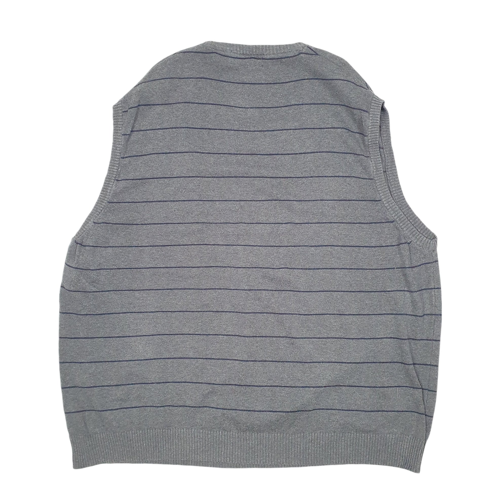 Mens Grey Chaps Knit Tank Top Sweater Vest V Neck Jumper