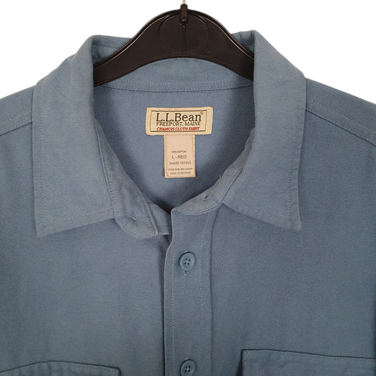 Mens Blue L.L.Bean Chamois Overshirt Long Sleeve Shirt