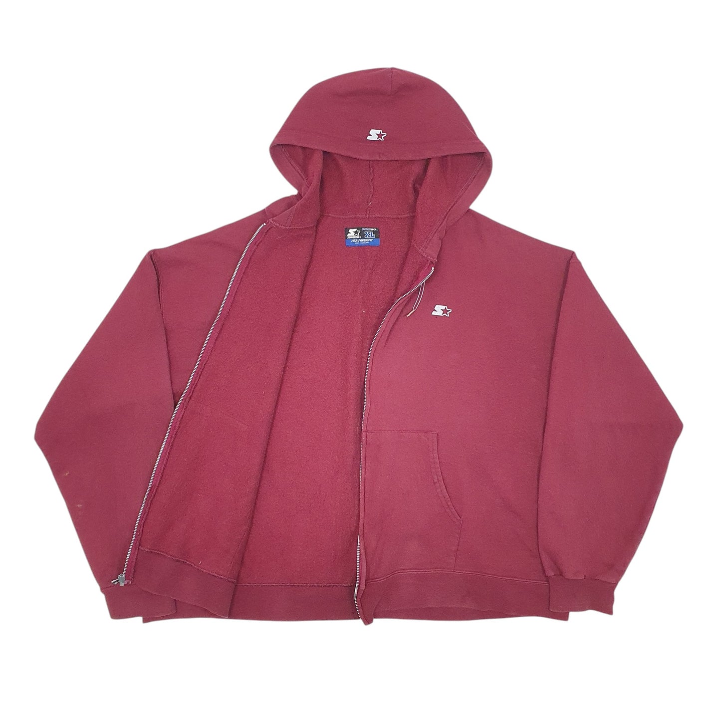 Mens Burgundy Starter Heavyweight Full Zip Jumper