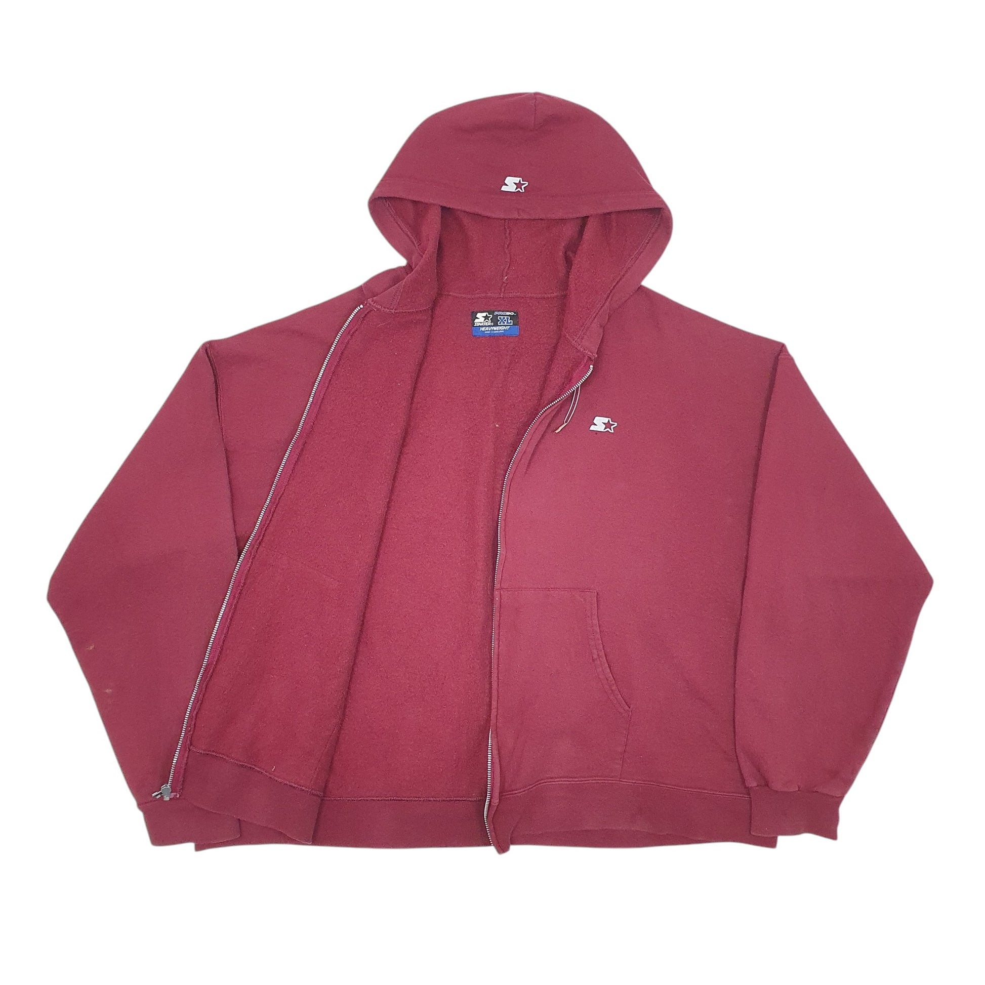 Mens Burgundy Starter Heavyweight Full Zip Jumper