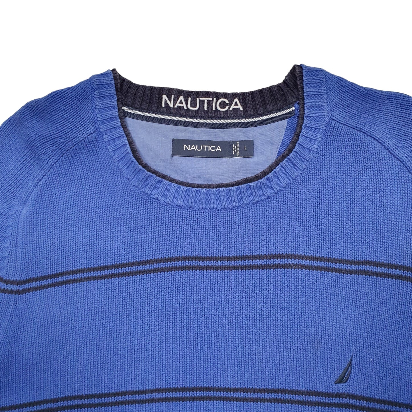 Mens Blue Nautica Knit Crewneck Jumper