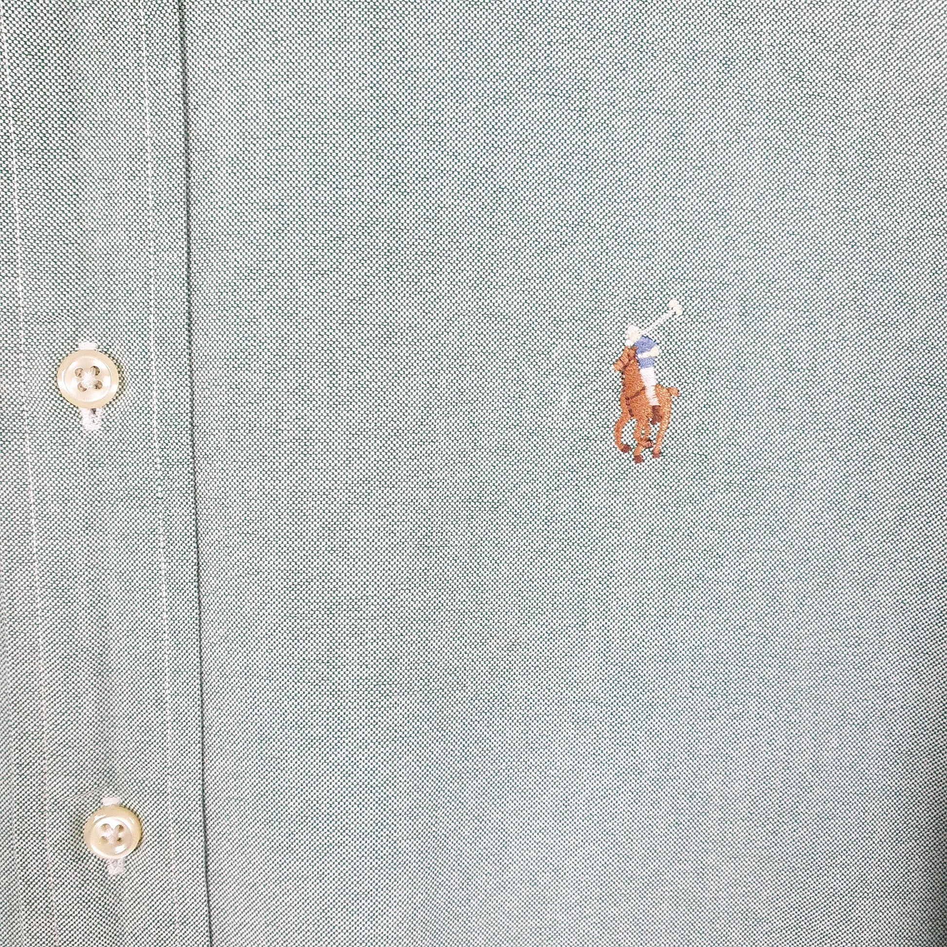 Mens Green Ralph Lauren Oxford Long Sleeve Shirt