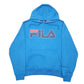 Mens Blue Fila Spellout Hoodie Jumper