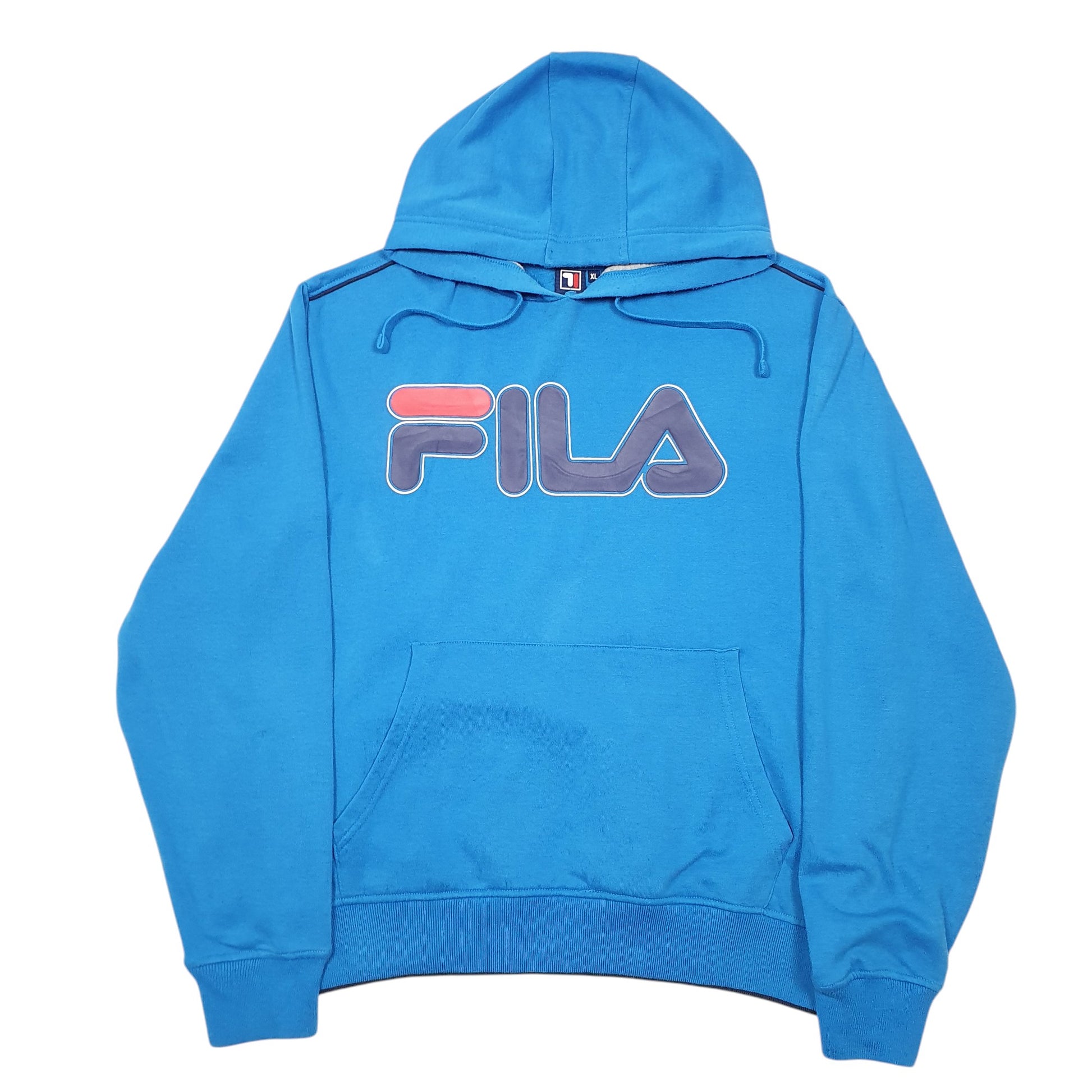 Mens Blue Fila Spellout Hoodie Jumper